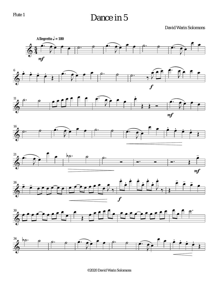 Dance in 5 for 2 flutes Flute Duet scores gallery preview page 4