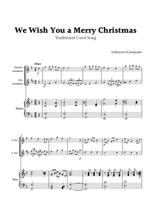 We Wish you a Merry Christmas for Soprano Sax and Alto Sax Duet with Piano