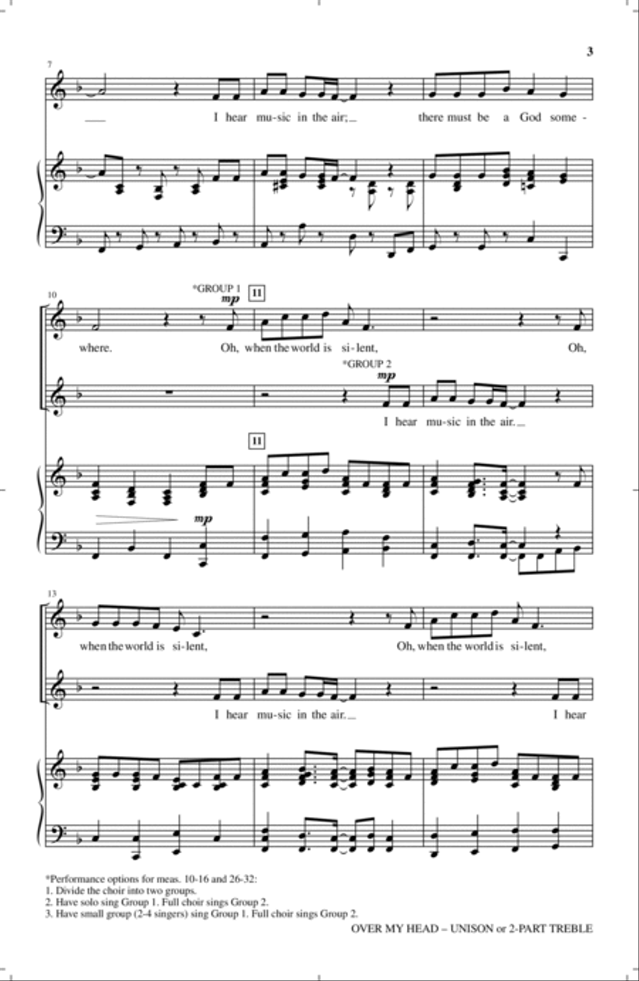 Over My Head Unison Choir scores gallery preview page 2
