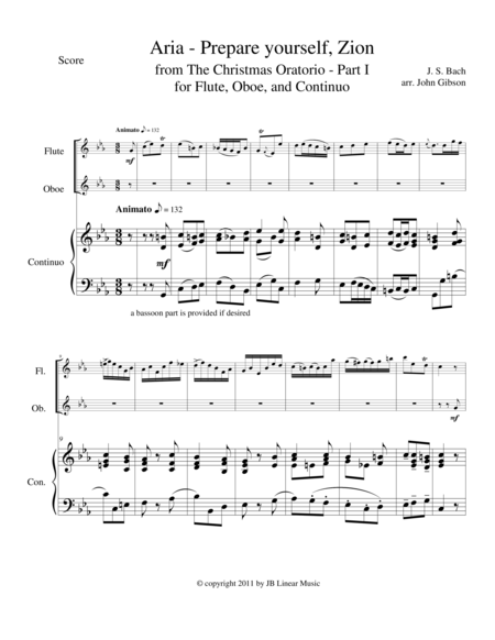 Bach - Aria from The Christmas Oratorio for flute and oboe duet