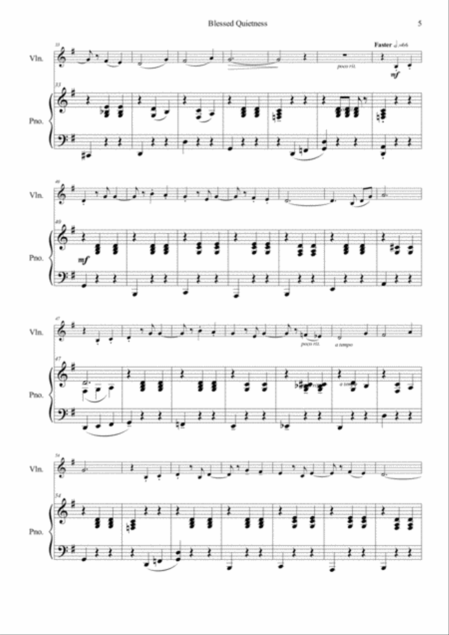 Blessed Quietness (Violin and Piano) Violin Solo scores gallery preview page 5