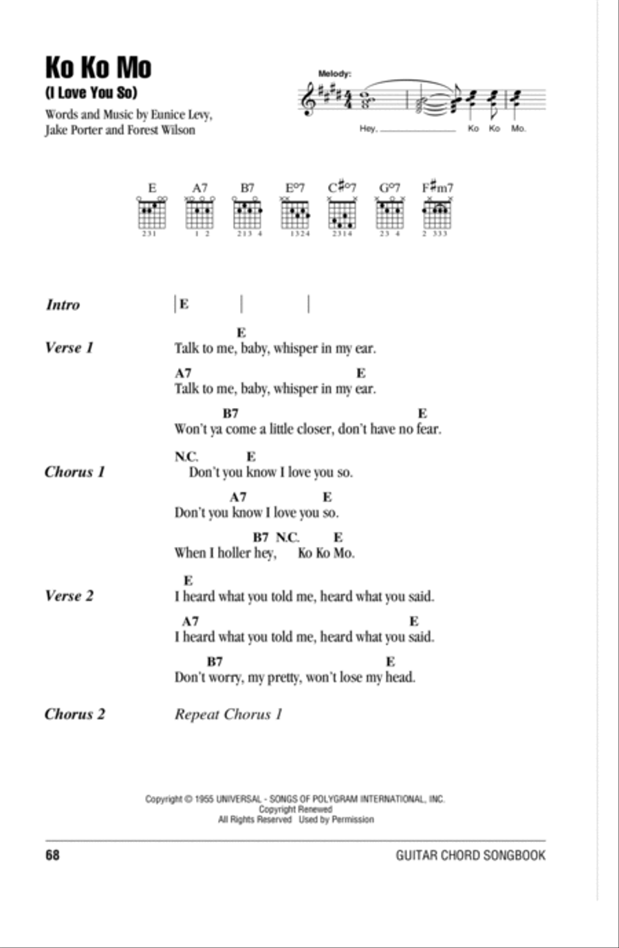 Ko Ko Mo (I Love You So) Acoustic Guitar scores gallery preview page 1