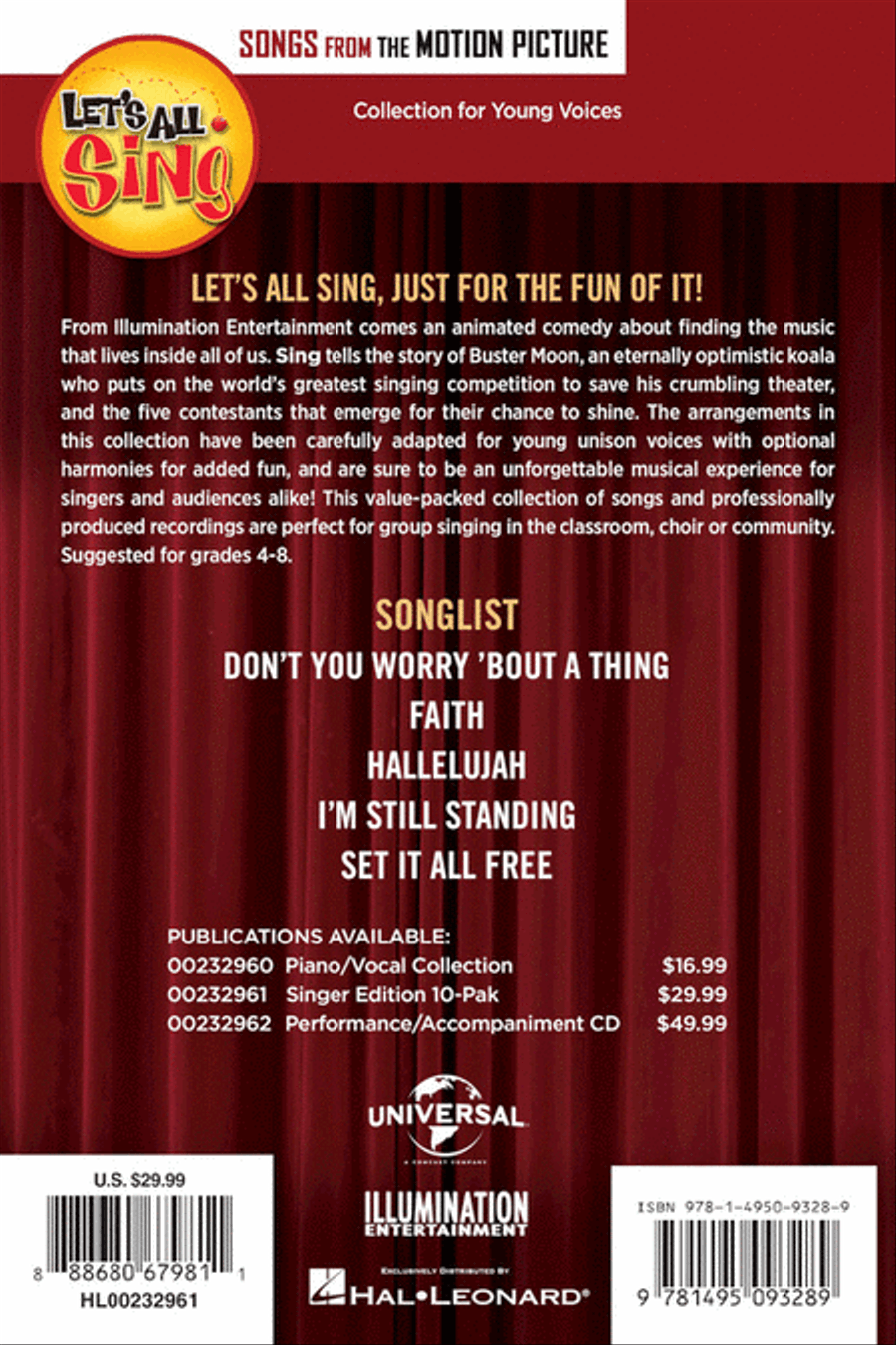 Let's All Sing Songs from the Motion Picture SING Choir scores gallery preview page 7