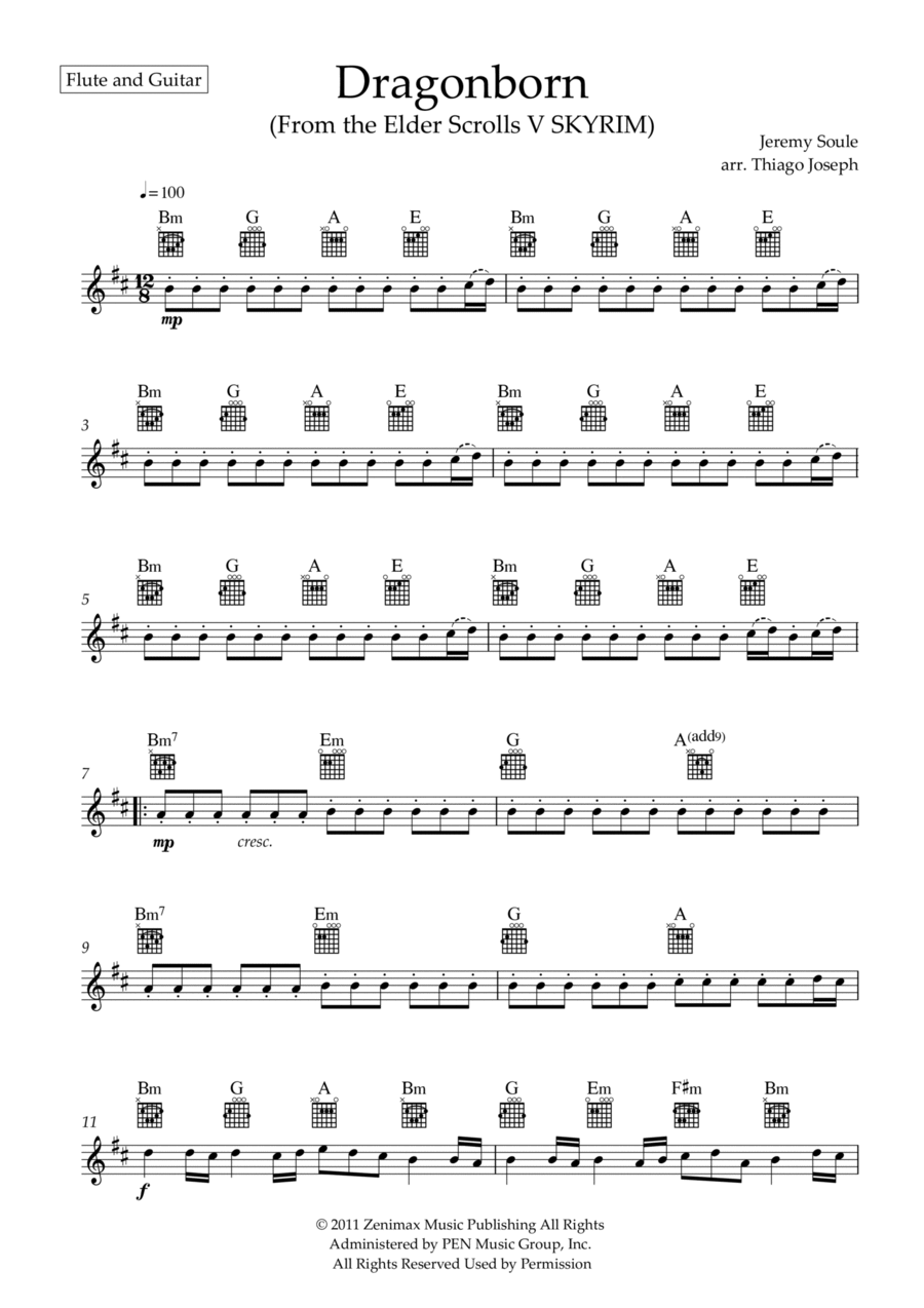 Dragonborn (skyrim Theme) Flute Solo scores gallery preview page 1
