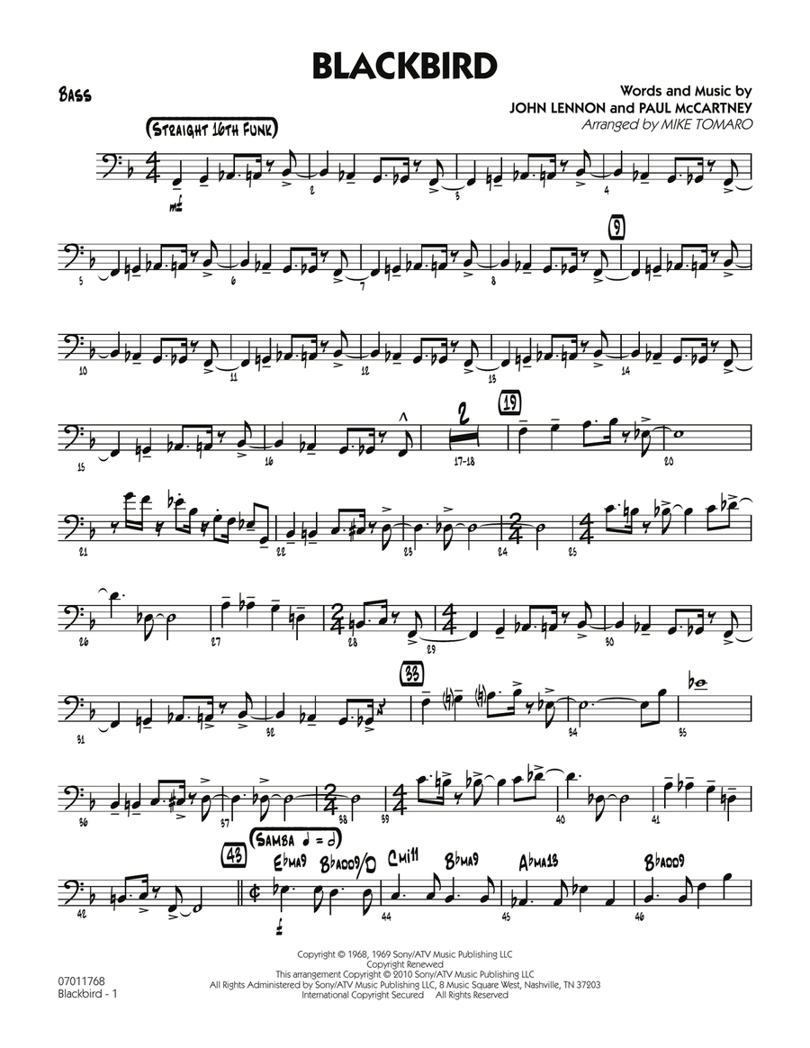 Blackbird - Bass Jazz Ensemble scores gallery preview page 1