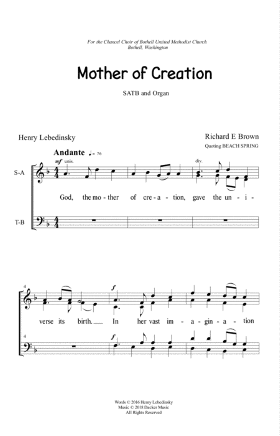 Mother of Creation - SATB 4-Part scores gallery preview page 2