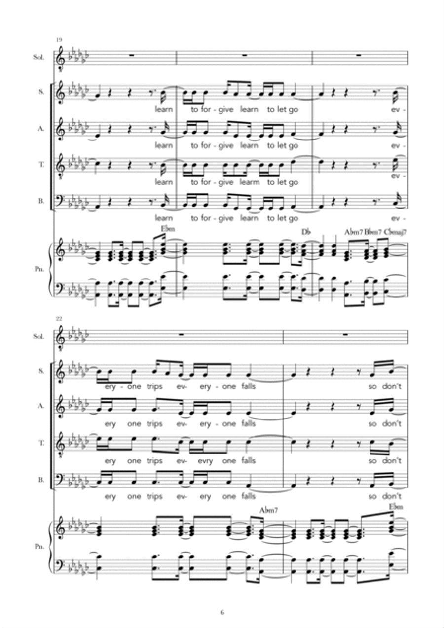 Don't Be So Hard On Yourself 4-Part scores gallery preview page 6