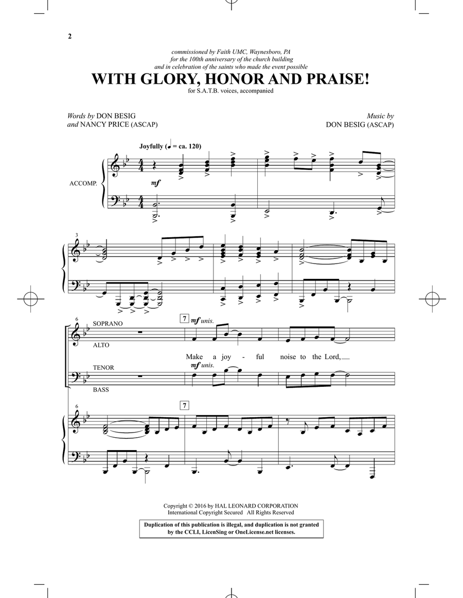 With Glory, Honor And Praise! 4-Part scores gallery preview page 1