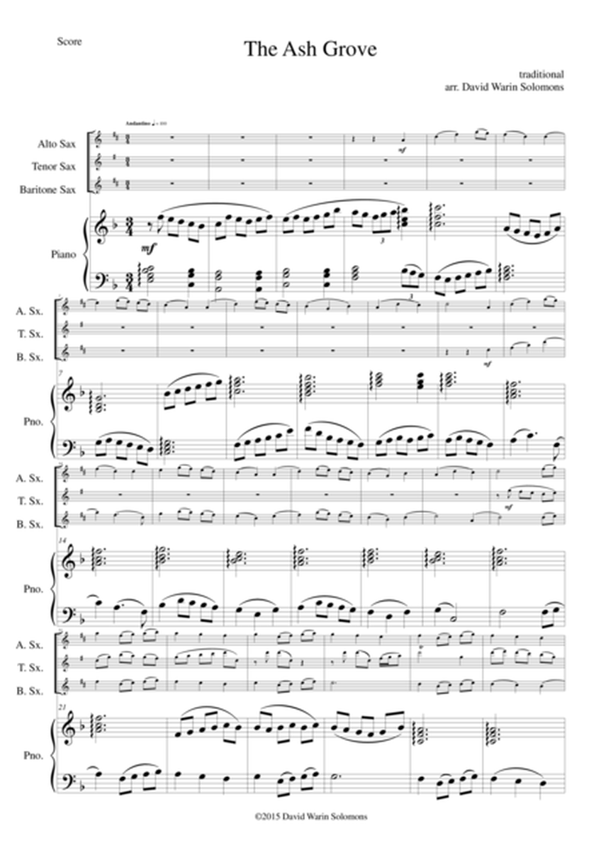 The Ash Grove for saxophone trio and piano image number null