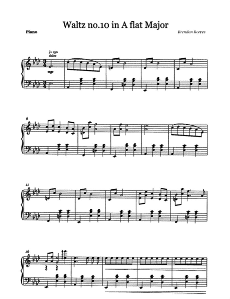 Waltz No. 10 Piano Solo scores gallery preview page 1