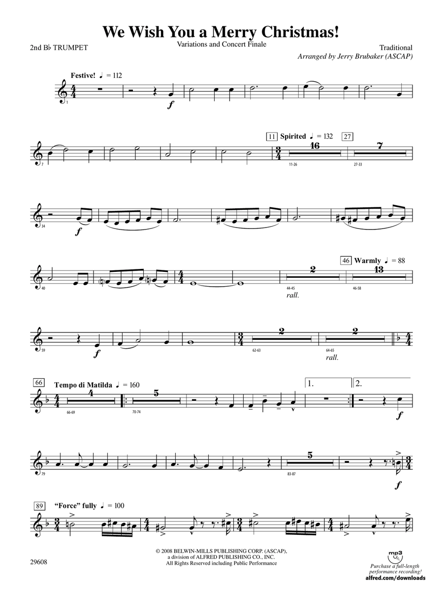 We Wish You a Merry Christmas!: 2nd B-flat Trumpet