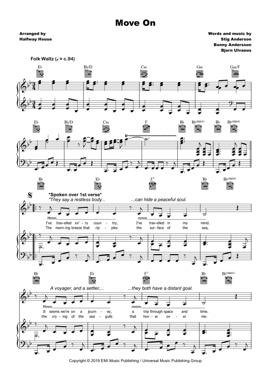 Move On Piano, Vocal, Guitar scores gallery preview page 1
