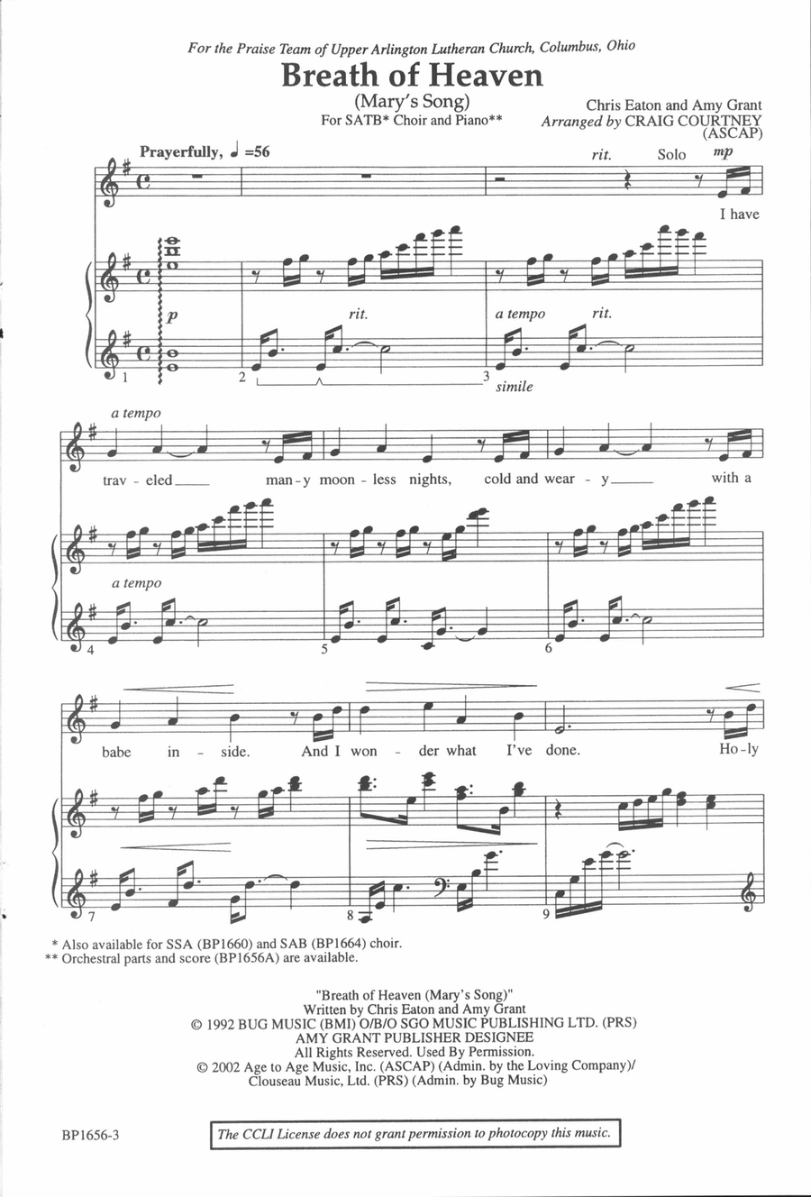 Breath of Heaven - SATB 4-Part scores gallery preview page 2