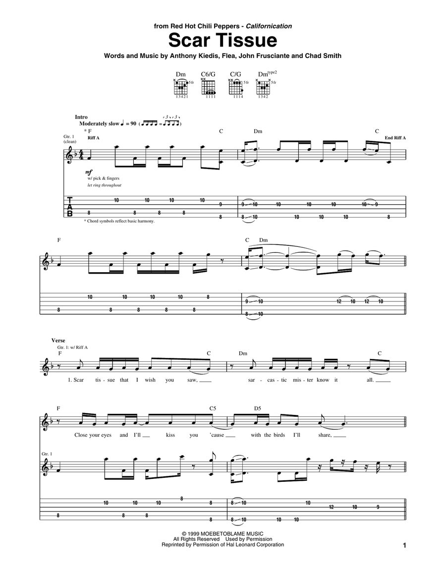 Scar Tissue Acoustic Guitar scores gallery preview page 1