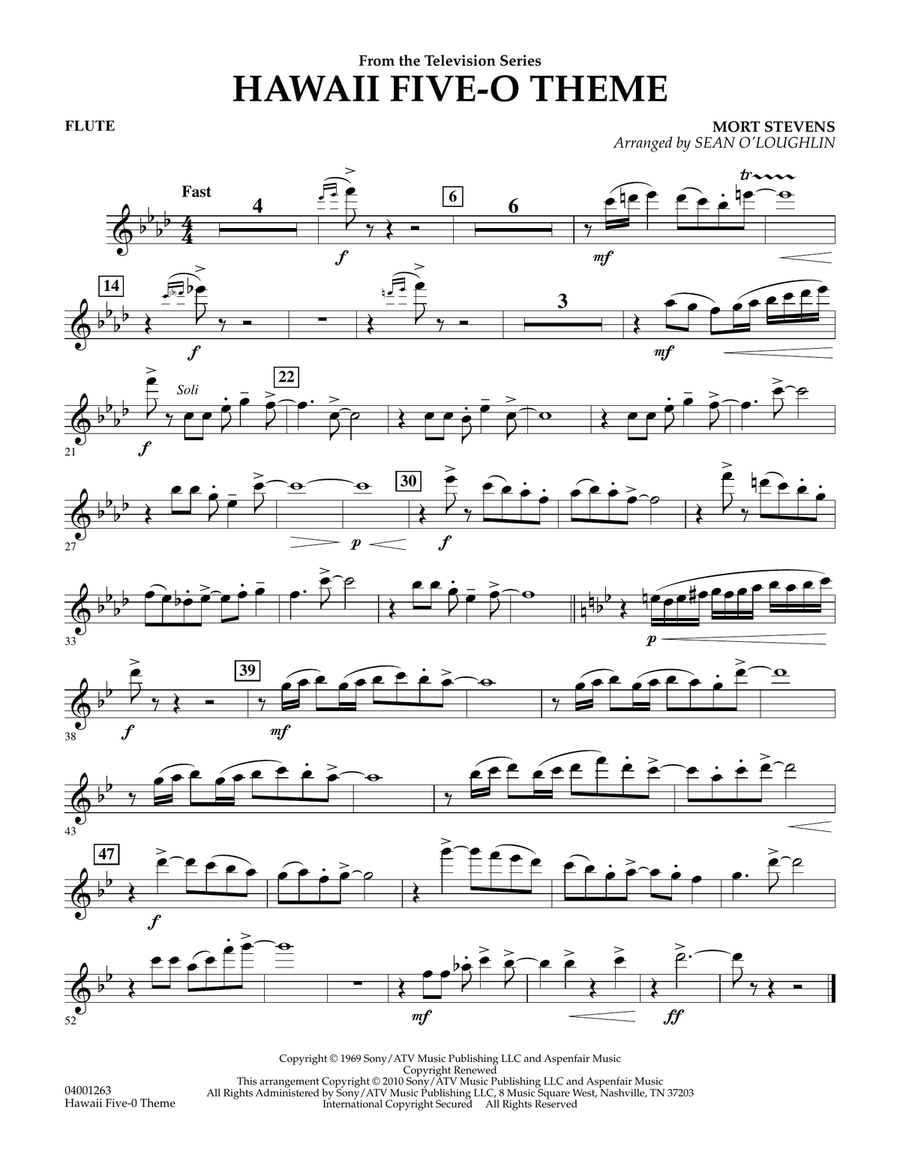 Hawaii Five-O Theme - Flute Concert Band scores gallery preview page 1