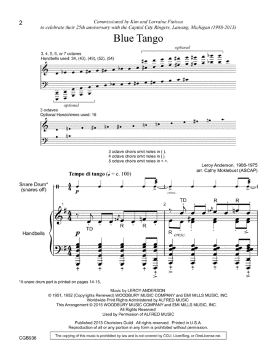 Blue Tango Blue Tango Handbell Choir scores gallery preview page 2