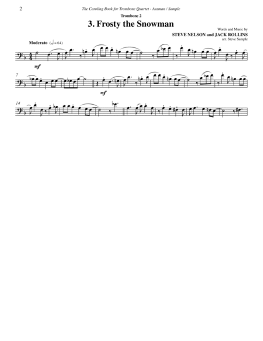 The Caroling Book for Trombone Quartet Trombone Quartet scores gallery preview page 7