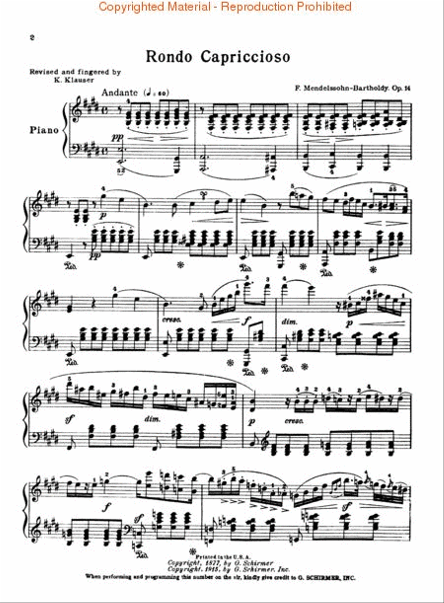 RONDO CAPRICCIOSO OP14 FOR THE PIANO