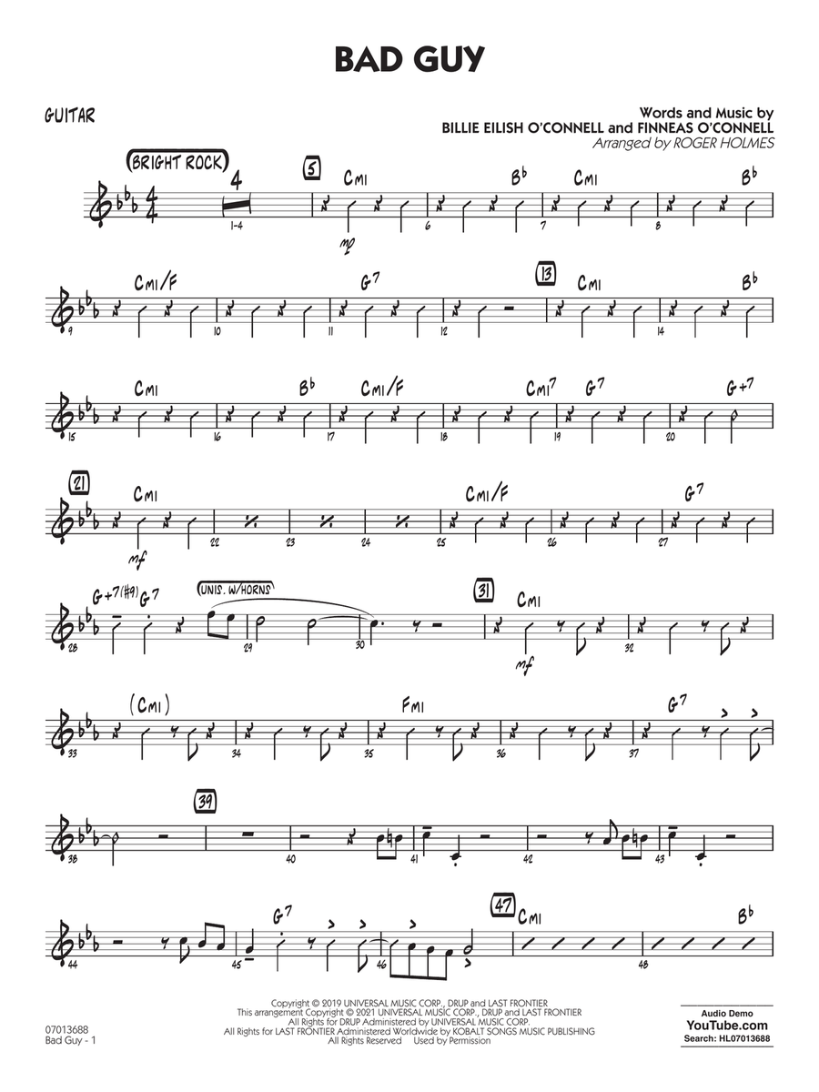 Bad Guy (arr. Roger Holmes) - Guitar Jazz Ensemble scores gallery preview page 1