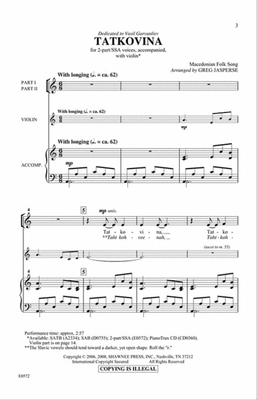Tatkovina 2-part with Violin