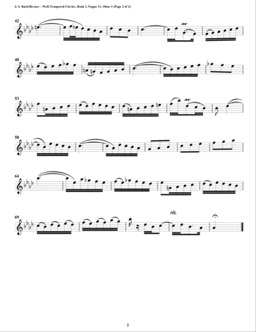 Fugue 11 from Well-Tempered Clavier, Book 1 (Double Reed Quartet) Woodwind Quartet scores gallery preview page 4