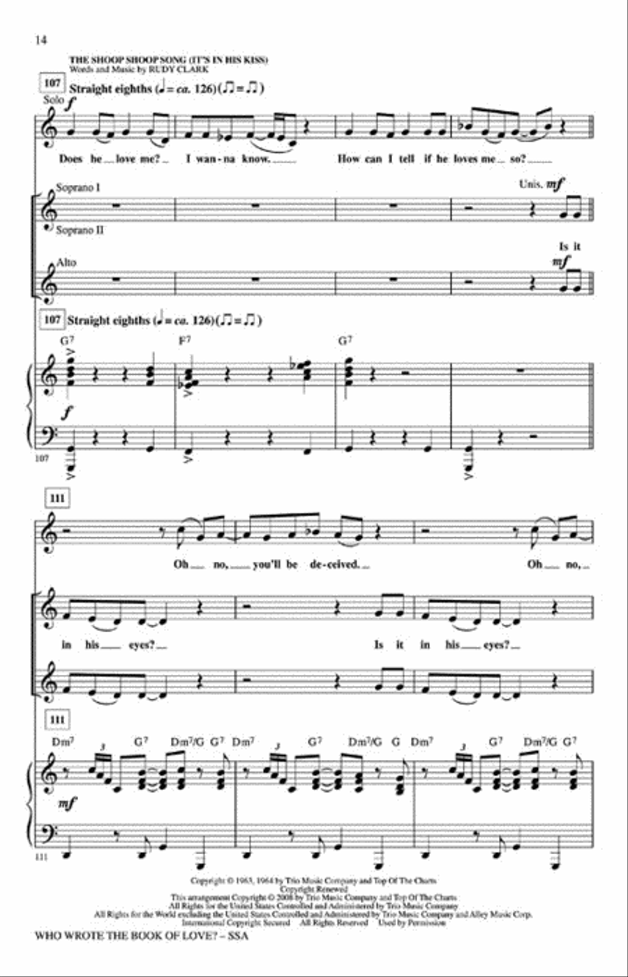 Who Wrote the Book of Love? SSA scores gallery preview page 4