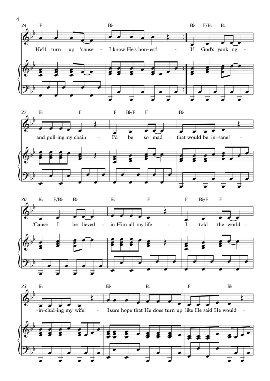 Hope He Turns Up Piano, Vocal, Guitar scores gallery preview page 4
