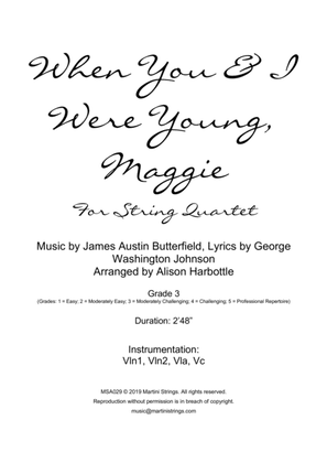 When You & I Were Young, Maggie - string quartet