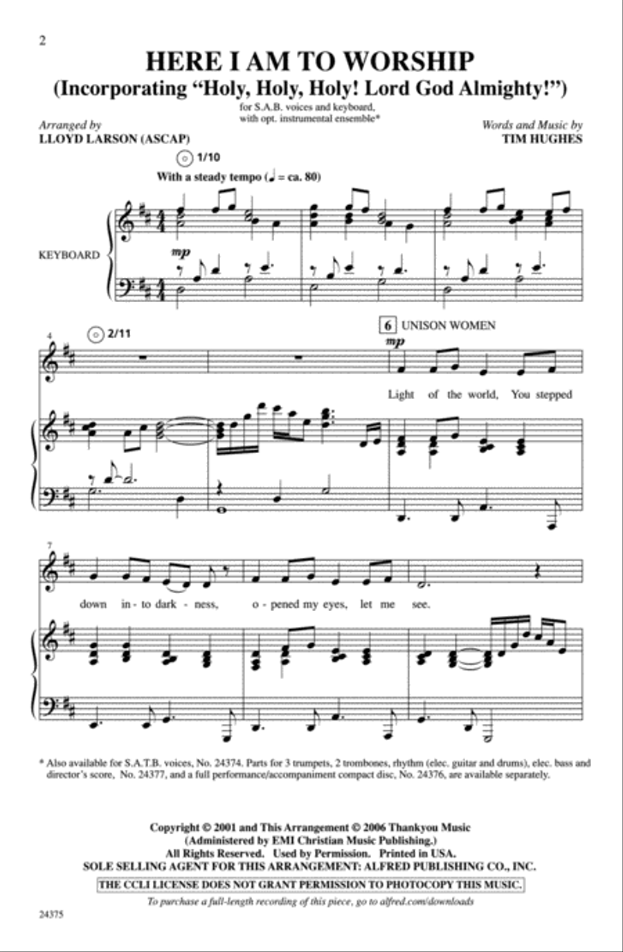 Here I Am to Worship Here I Am to Worship 3-Part scores gallery preview page 2