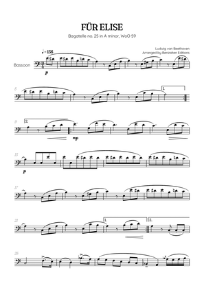 Beethoven • Für Elise / Pour Elise • bassoon sheet music