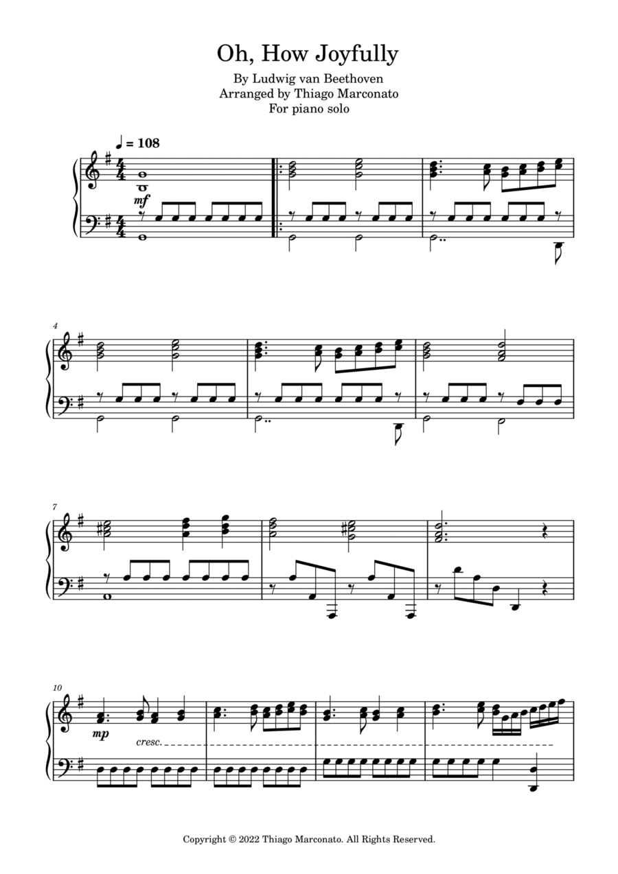 Oh, How Joyfully Oh, How Joyfully Piano Solo scores gallery preview page 1
