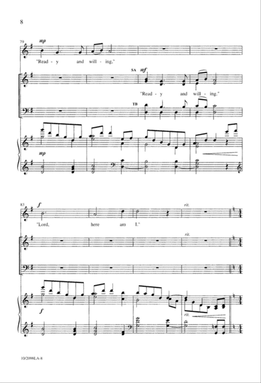Lord, Here am I Lord, Here am I 4-Part scores gallery preview page 8