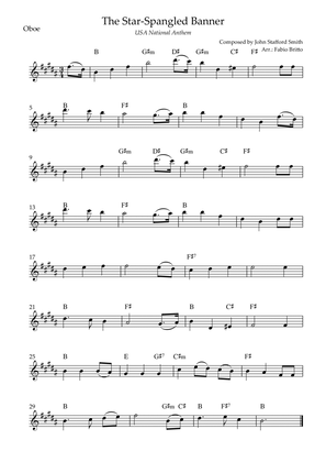 Book cover for The Star Spangled Banner (USA National Anthem) for Oboe Solo with Chords (B Major)
