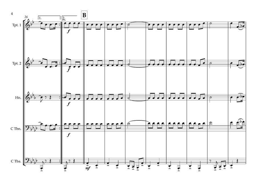 Libyan National Anthem for Brass Quintet (2011) (Old & New versions) Brass Quintet scores gallery preview page 4