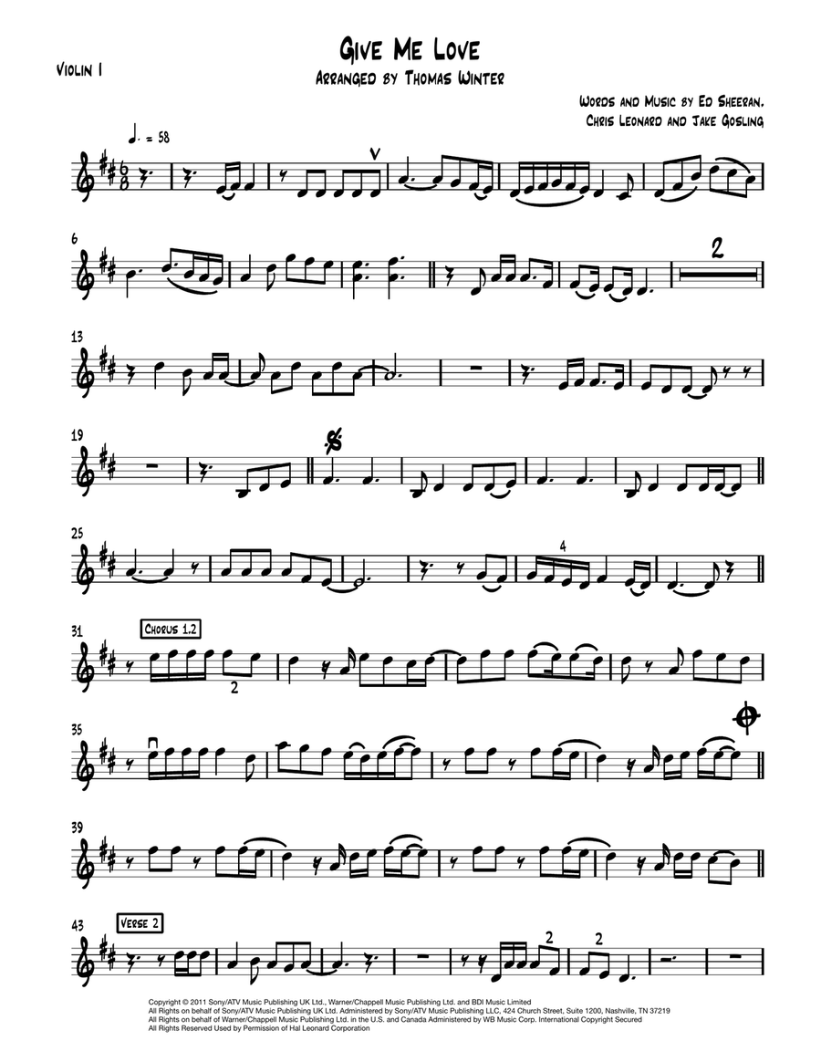Give Me Love String Quartet scores gallery preview page 1
