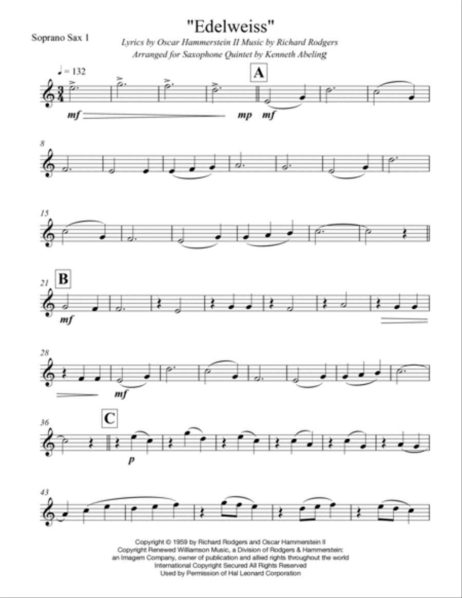 Edelweiss Saxophone Quintet scores gallery preview page 6