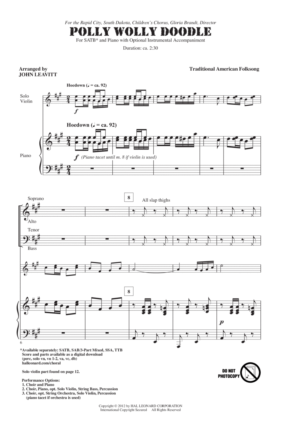 Polly Wolly Doodle 4-Part scores gallery preview page 1