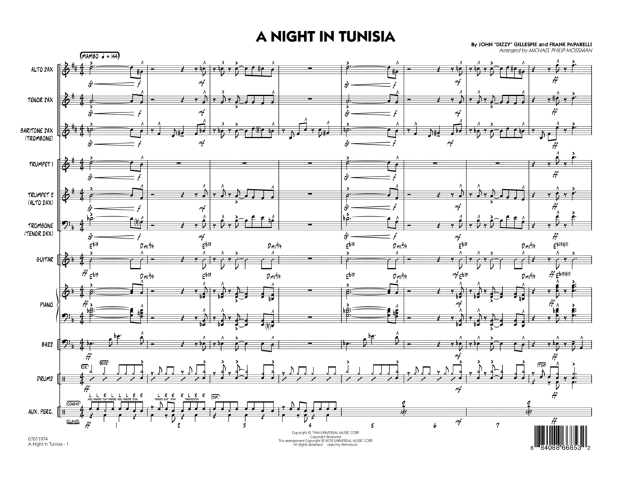 A Night In Tunisia - Full Score Jazz Ensemble scores gallery preview page 1