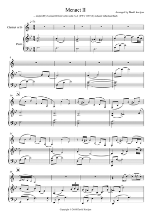 Menuet II - INTERMEDIATE (clarinet & piano)