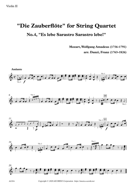 "Die Zauberflöte" for String Quartet, No.4, "Es lebe Sarastro Sarastro lebe!" image number null