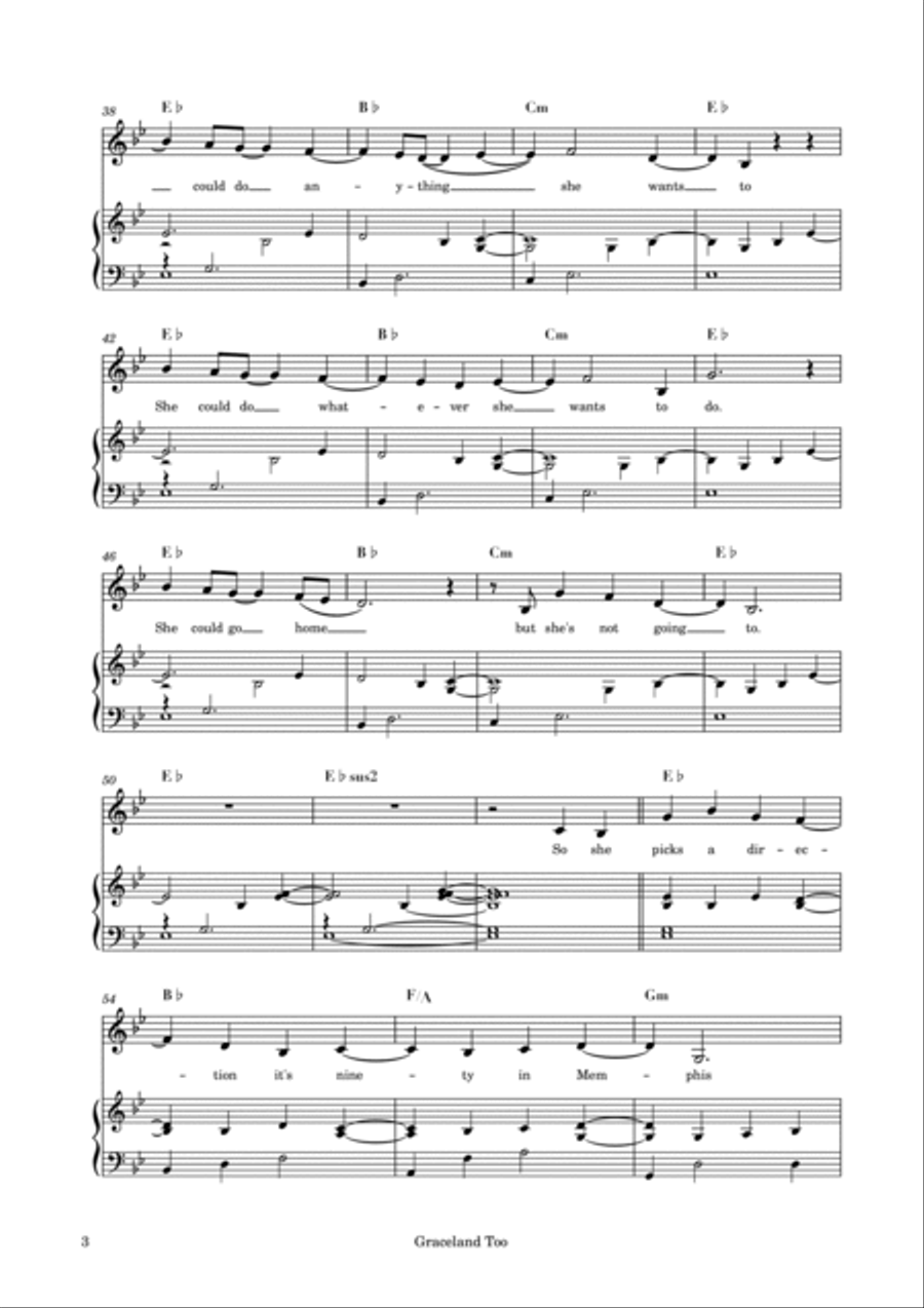 Graceland Too Piano, Vocal, Guitar scores gallery preview page 4