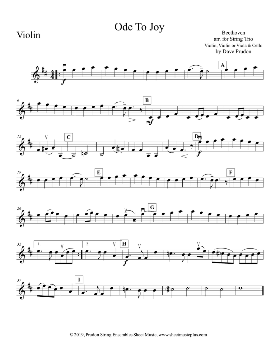 Ode To Joy for String Trio String Trio scores gallery preview page 4
