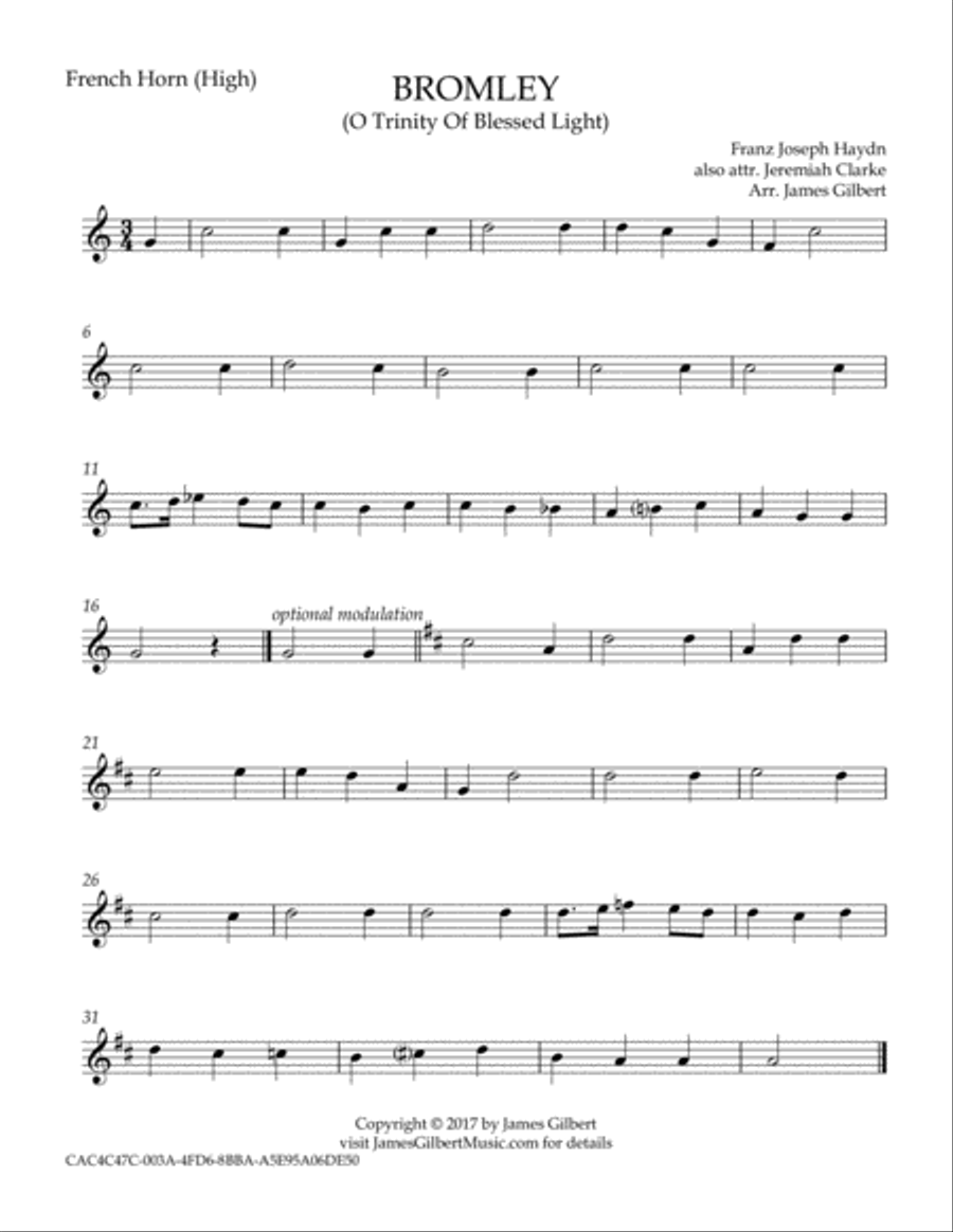 BROMLEY (O Trinity Of Blessed Light) Small Ensemble scores gallery preview page 3