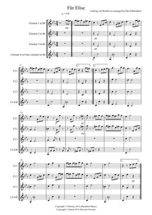 Für Elise for Clarinet Quartet