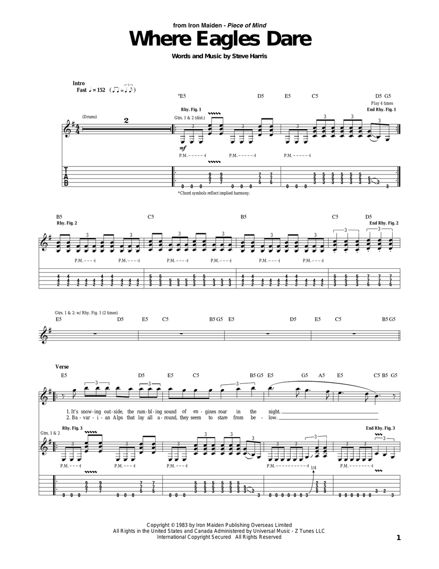 Where Eagles Dare Acoustic Guitar scores gallery preview page 1