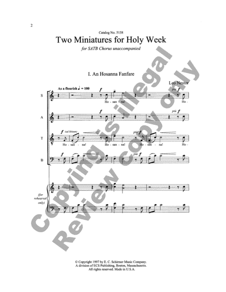 Two Miniatures for Holy Week: 1. An Hosanna Fanfare 2. Faithful Cross image number null