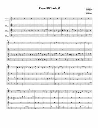 Fugue, BWV Anh. 97 (arrangement for 4 recorders)