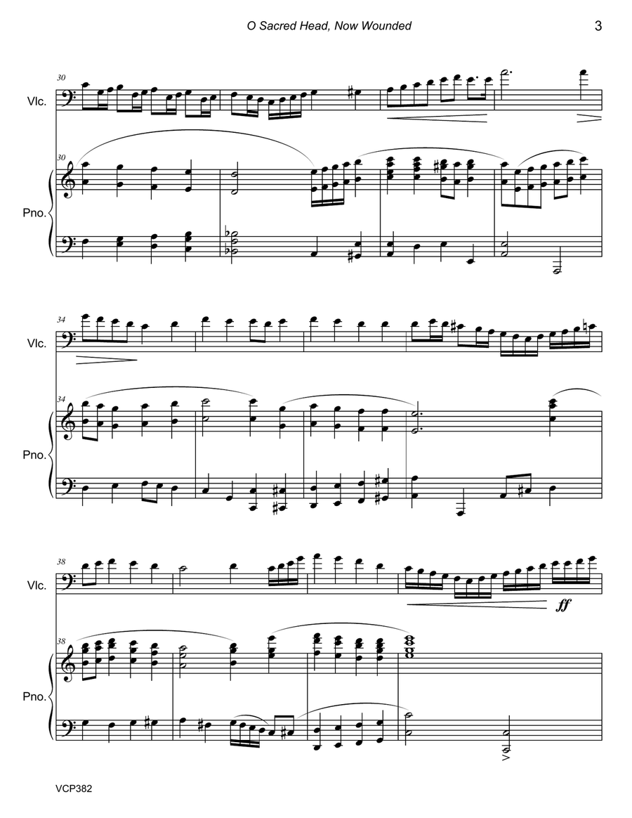 O SACRED HEAD NOW WOUNDED - CELLO SOLO with Piano Accompaniment O SACRED HEAD NOW WOUNDED - CELLO SOLO with Piano Accompaniment Piano scores gallery preview page 3