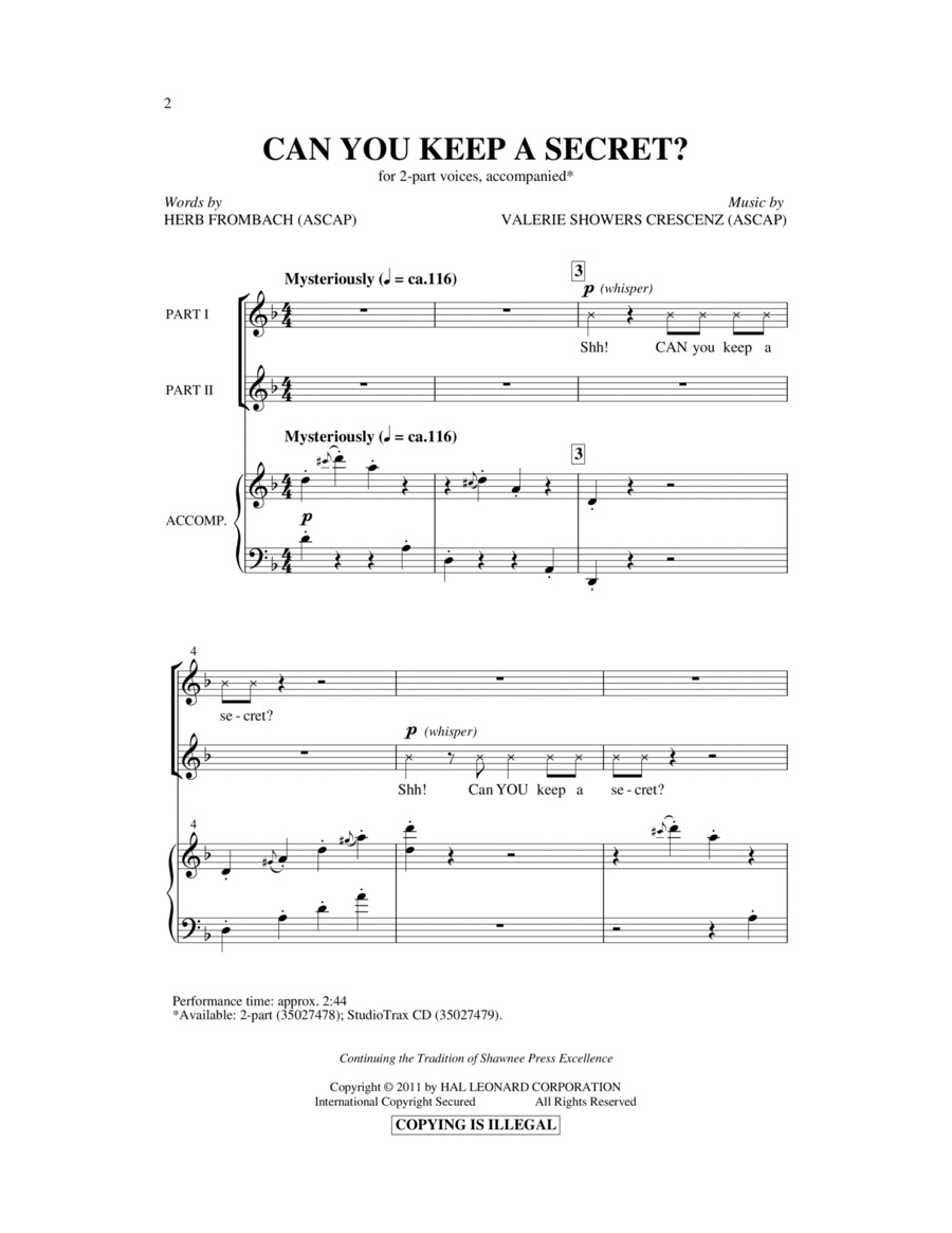 Can You Keep A Secret? 2-Part scores gallery preview page 1