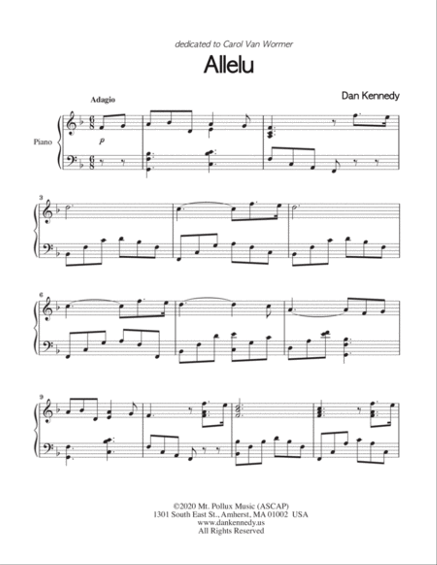 Allelu Piano Solo scores gallery preview page 2